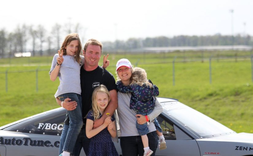Jerry Hoffmann with family in front of his 2JZ 240sx Land Speed Record Holding car