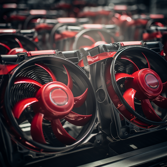 a row of computer generated electric cooling fans