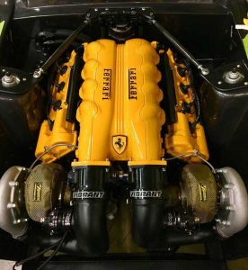 Corruptt Mustang with Ferrari engine running MS3Pro Evo Engine Management System - engine bay