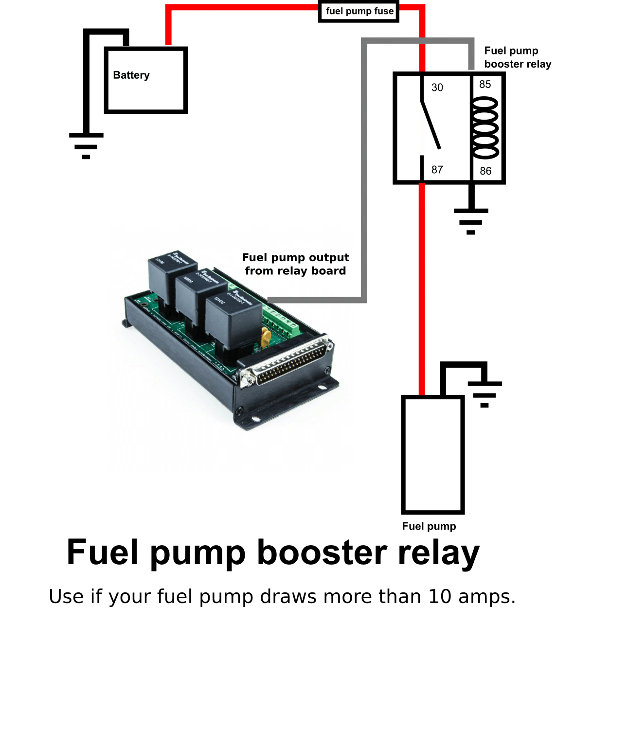 Mega squirt run fuel pump off of relay board