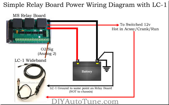 Simple MegaSquirt Relay Board Power Diagram with LC-1 Wiring