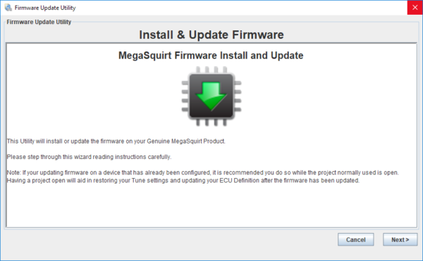 Update & Install Firmware start screen